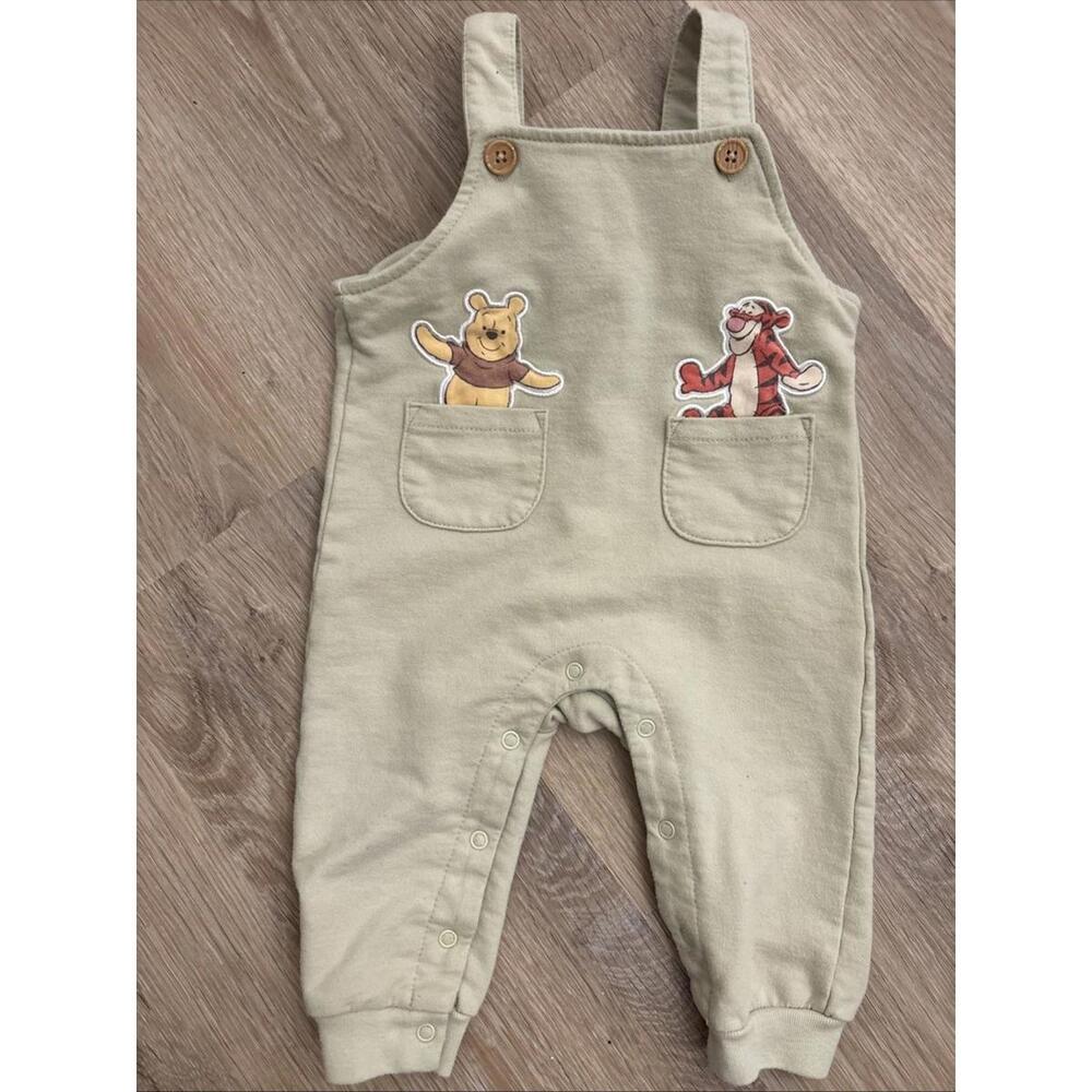 Winnie The Pooh Overalls Size 6-9 Months Adjustable Cotton Blend